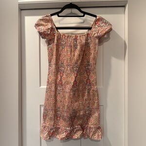 NWT Forever 21 Multicolor Smocked Dress- Cream Base with Multicolor Floral Print